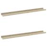 Stylish Wall Shelves 2 pcs in White and Sonoma Oak - 80x9x3 cm