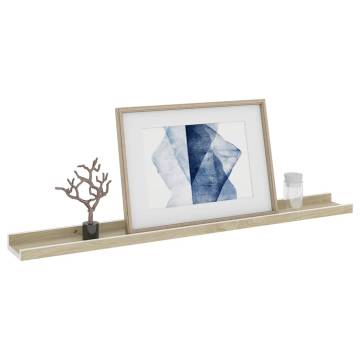 Stylish Wall Shelves 2 pcs in White and Sonoma Oak - 80x9x3 cm