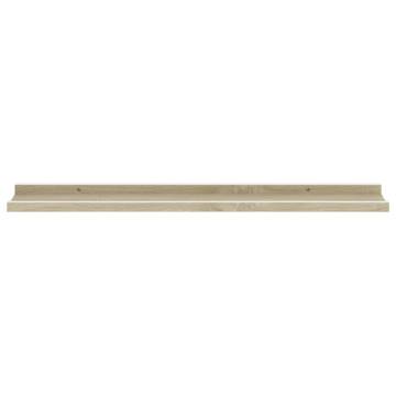 Stylish Wall Shelves 2 pcs in White and Sonoma Oak - 80x9x3 cm