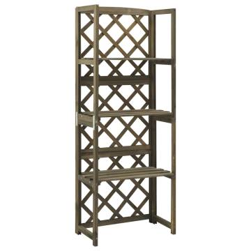 Stylish Grey Trellis with Shelves - Solid Fir Wood Garden Decor