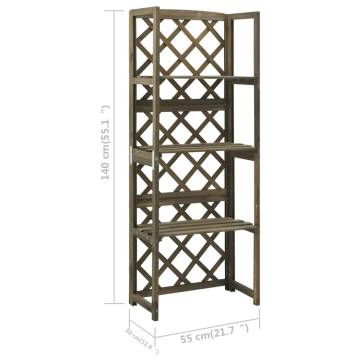 Stylish Grey Trellis with Shelves - Solid Fir Wood Garden Decor