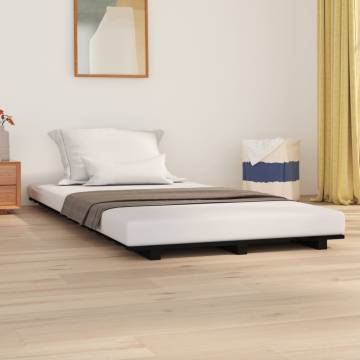 Black Bed Frame 100x200 cm - Solid Pine Wood | HipoMarket