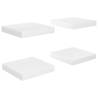 Stylish High Gloss White Floating Wall Shelves - 4 pcs Set