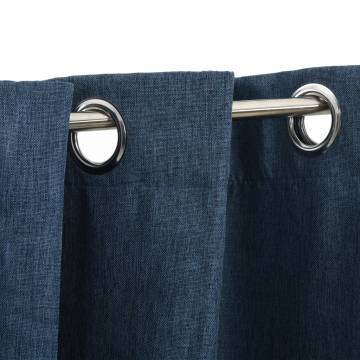 Linen-Look Blackout Curtains - Blue 290x245cm | HipoMarket