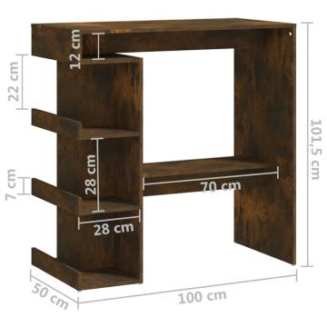 Bar Table with Storage Rack Smoked Oak - Chic & Space-Saving