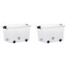 Storage Boxes with Wheels & Lids - 40L, 2 pcs Transparent