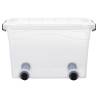 Storage Boxes with Wheels & Lids - 40L, 2 pcs Transparent