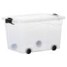 Storage Boxes with Wheels & Lids - 40L, 2 pcs Transparent