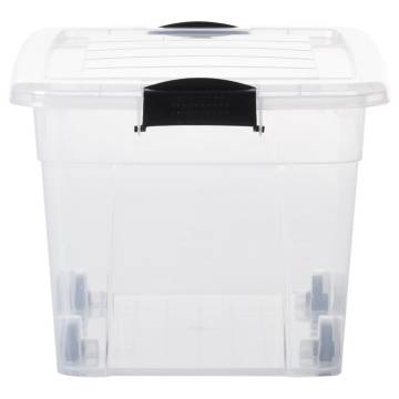 Storage Boxes with Wheels & Lids - 40L, 2 pcs Transparent