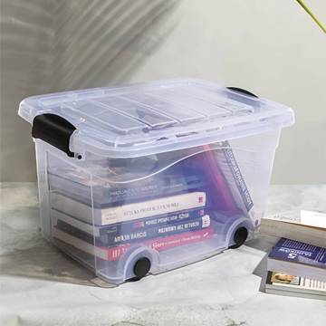 Storage Boxes with Wheels & Lids - 40L, 2 pcs Transparent