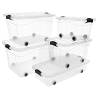 Storage Boxes with Wheels & Lids - 40L, 2 pcs Transparent