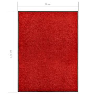 Washable Red Doormat 90x120 cm - Durable & Non-slip | HipoMarket