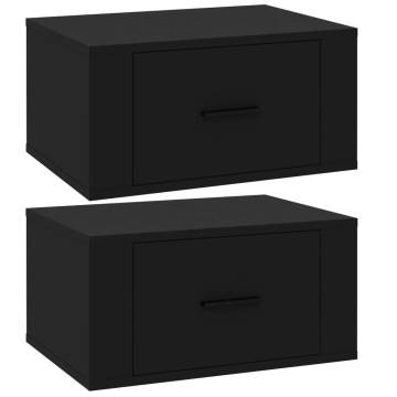 Wall-mounted Bedside Cabinets - Elegant 2 pcs in Black