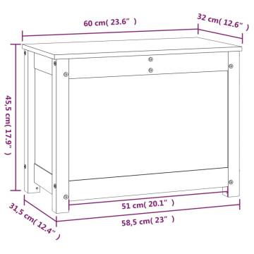 Honey Brown Storage Box - Solid Pine Wood, 60x32x45.5 cm