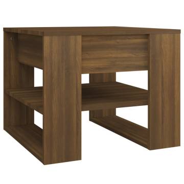 Brown Oak Coffee Table - 55.5x55 cm | Quality Engineered Wood