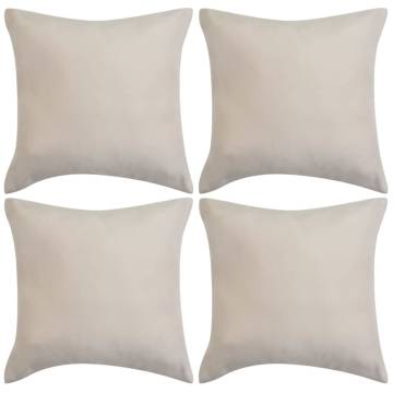 Cushion Covers Set - 4 pcs Beige Faux Suede 50x50 cm