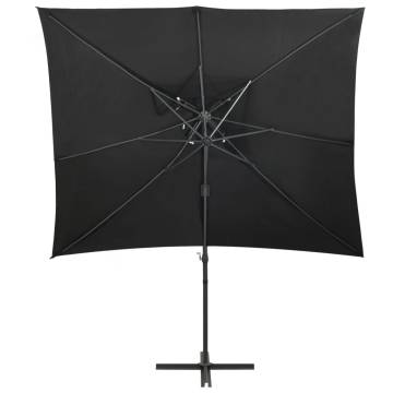 Cantilever Umbrella with Double Top Black - 250x250 cm