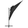 Cantilever Umbrella with Double Top Black - 250x250 cm