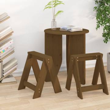 Stools 2 pcs Honey Brown - Solid Pine Wood | Hipomarket