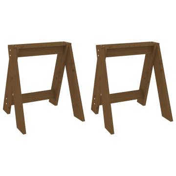 Stools 2 pcs Honey Brown - Solid Pine Wood | Hipomarket