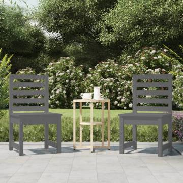 Garden Chairs 2 pcs Grey - Solid Pine Wood | HipoMarket