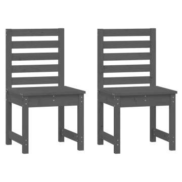 Garden Chairs 2 pcs Grey - Solid Pine Wood | HipoMarket