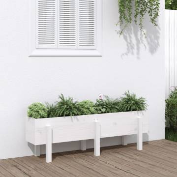 Garden Raised Bed White - 121x30x38 cm Solid Pine | Hipo Market