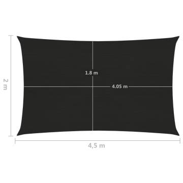 Sunshade Sail 160g/m² Black 2x4.5m - UV Protection & Easy Setup