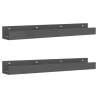 Stylish Grey Wall Shelves - 2 pcs Solid Pine Wood - 80x12x9 cm