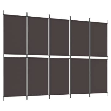 5-Panel Room Divider Brown 250x180 cm - Durable & Versatile