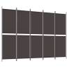 5-Panel Room Divider Brown 250x180 cm - Durable & Versatile