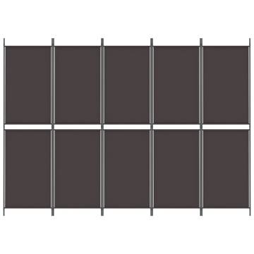 5-Panel Room Divider Brown 250x180 cm - Durable & Versatile