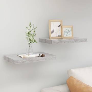 Floating Wall Shelves - 2 pcs Concrete Grey, 50x23x3.8 cm MDF