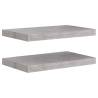 Floating Wall Shelves - 2 pcs Concrete Grey, 50x23x3.8 cm MDF