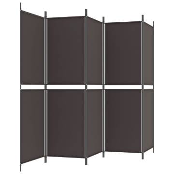 5-Panel Room Divider Brown 250x180 cm - Durable & Versatile