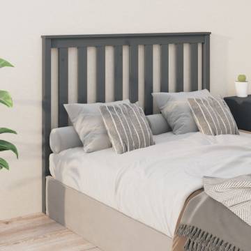 Stylish Grey Bed Headboard - Solid Pine Wood 146x6x101 cm