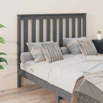 Stylish Grey Bed Headboard - Solid Pine Wood 146x6x101 cm