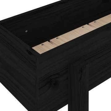 Garden Raised Bed Black - 121x30x38 cm Solid Pine Wood