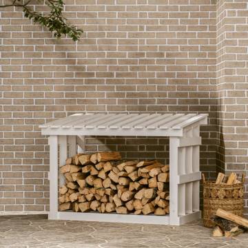 Firewood Rack White - Solid Pine Wood Storage Solution