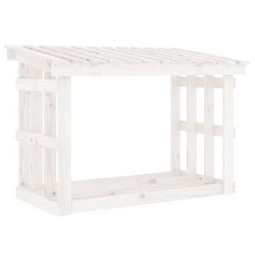 Firewood Rack White - Solid Pine Wood Storage Solution