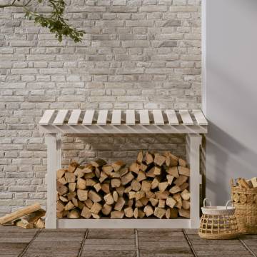 Firewood Rack White - Solid Pine Wood Storage Solution