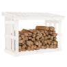 Firewood Rack White - Solid Pine Wood Storage Solution