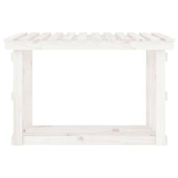 Firewood Rack White - Solid Pine Wood Storage Solution