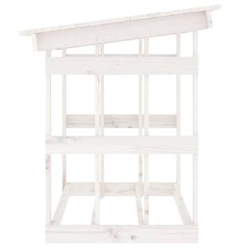 Firewood Rack White - Solid Pine Wood Storage Solution