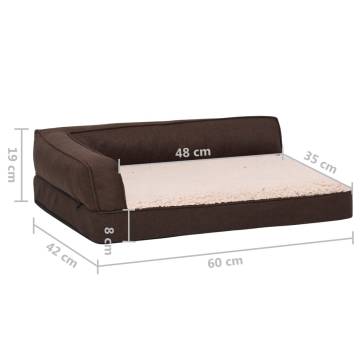 Ergonomic Dog Bed Mattress 60x42 cm - Fleece Brown Comfort