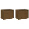 Wall Cabinets 2 pcs Honey Brown - Solid Pinewood | Hipo Market