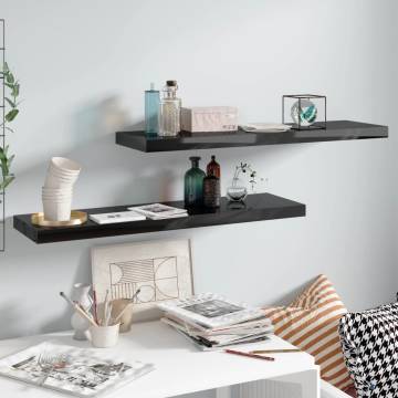 Floating Wall Shelves 2 pcs High Gloss Black - Sleek & Modern