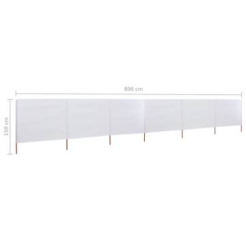 6-Panel Wind Screen Fabric 800x120 cm Sand White | Hipo Market