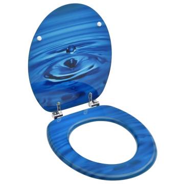 Blue Water Drop WC Toilet Seat with Lid - Durable MDF Design