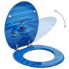 Blue Water Drop WC Toilet Seat with Lid - Durable MDF Design